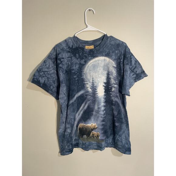 The Mountain Other - Vintage 2003 GRIZZLY BEAR MOON THE MOUNTAIN TIE-DYE T-Shirt LARGE Brown